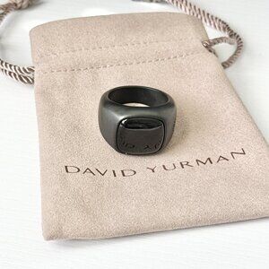 David Yurman Men's Black Onyx Titanium Exotic Stone Ring Band Size 8US